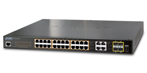 Planet GS-4210-24P4C - Switch 24x10/100/1000T PoE+ 4xTP/SFP - Przeczniki sieciowe