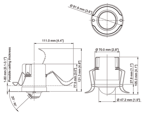 Dyskretna kamera kopukowa IP AXIS M3014 wymiary